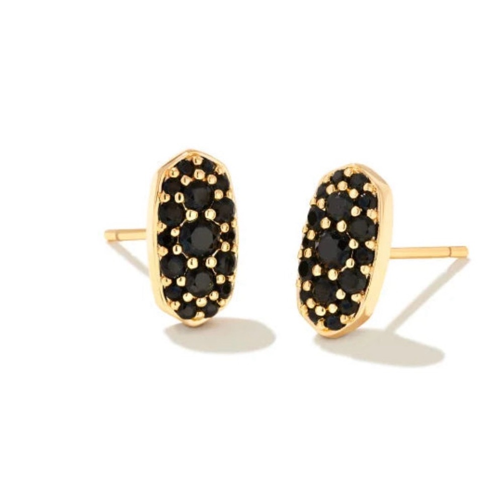 NWT Retired Kendra Scott Grayson Yellow Gold and Black Spinel Stud Earrings!